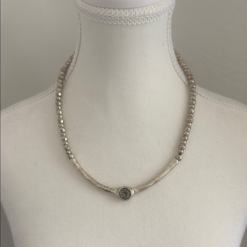 Serica Antares Elegant Silver Beaded Bar Necklace NWOT